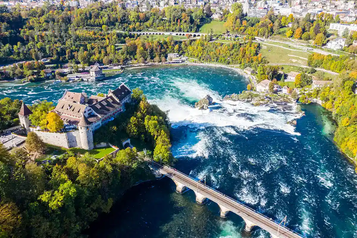 Rhine Falls and Schloss Laufen Castle